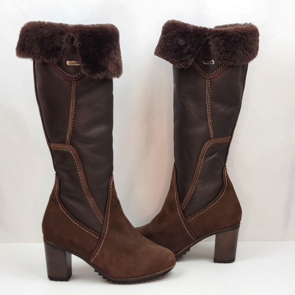 Pajar Shoes - Pajar Riviera Heeled Brown Suede Leather Boot Size 8